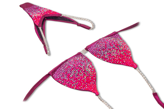 Neon Fucsia Cascade Crystal Bikini